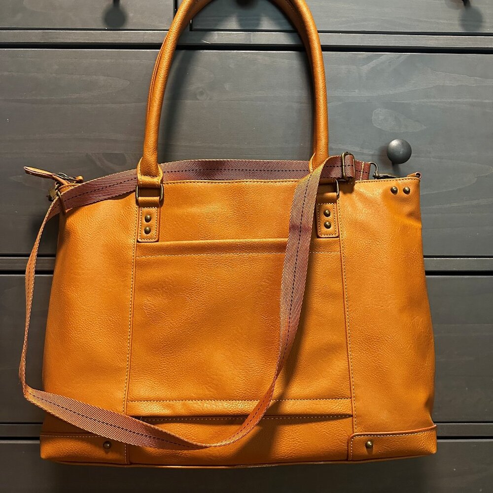 Tan Leather Laptop Bag with Shoulder Strap